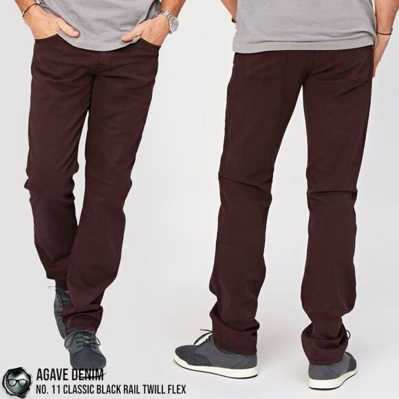 AGAVE DENIM NO. 11 CLASSIC BLACK RAIL TWILL FLEX JEANS IN RAISIN MEN’S SIZE 36 - Picture 16 of 16